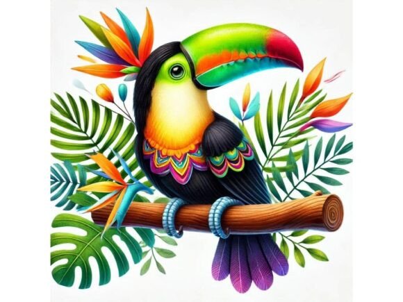Download A 3D Toucan with Bright Tropical Designs - Tropical designs Collection