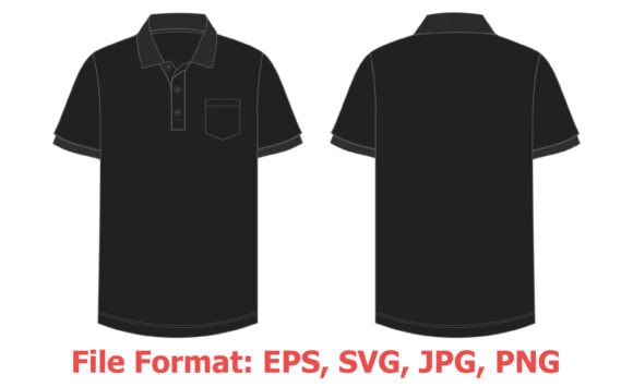 Download Black Color Polo Shirt Template SVG. - Polo shirt template Collection