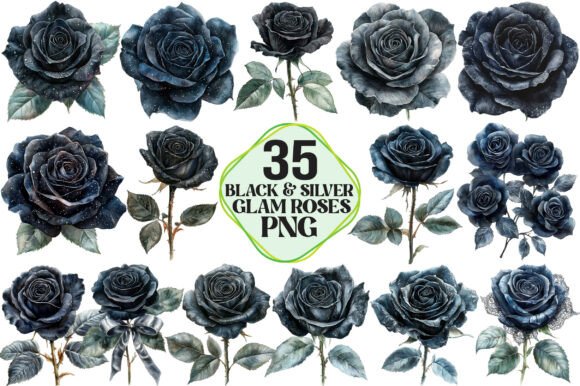 Download Black and Silver Glam Roses Clipart - Premium Resources