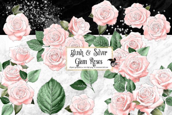 Download Blush and Silver Glam Roses - Premium Resources