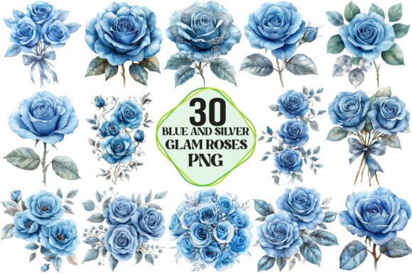 Download Baby Blue and Silver Glam Roses - Premium Resources