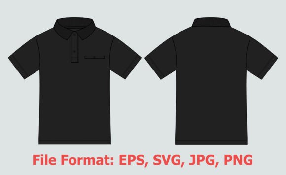 Download Black Color Polo Shirt Template SVG. - Polo shirt template Collection
