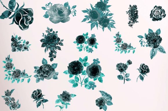Download Blue Teal Glam Roses Clipart - Glam roses Collection