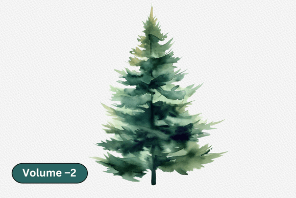 Download Watercolor Evergreen Tree Volume –2 - Evergreen Collection