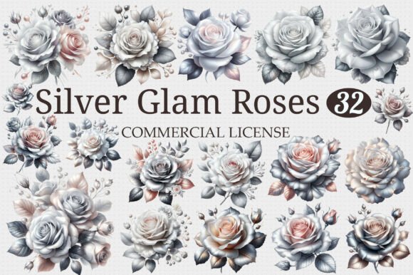 Download Blush and Silver Glam Roses Clipart - Premium Resources