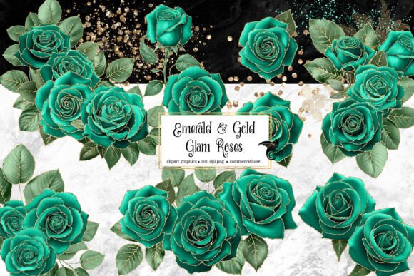 Download Emerald and Gold Glam Roses - Glam roses Collection