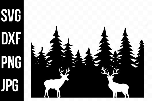 Download Evergreen Forest Silhouette Deer - Evergreen Collection