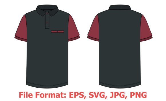 Download Black Color Polo Shirt Template SVG. - Polo shirt template Collection